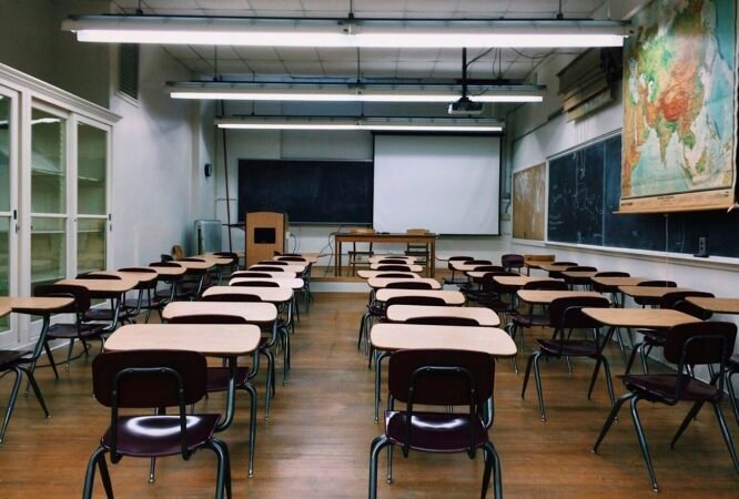 Free classroom chairs photo, public domain design CC0 image.