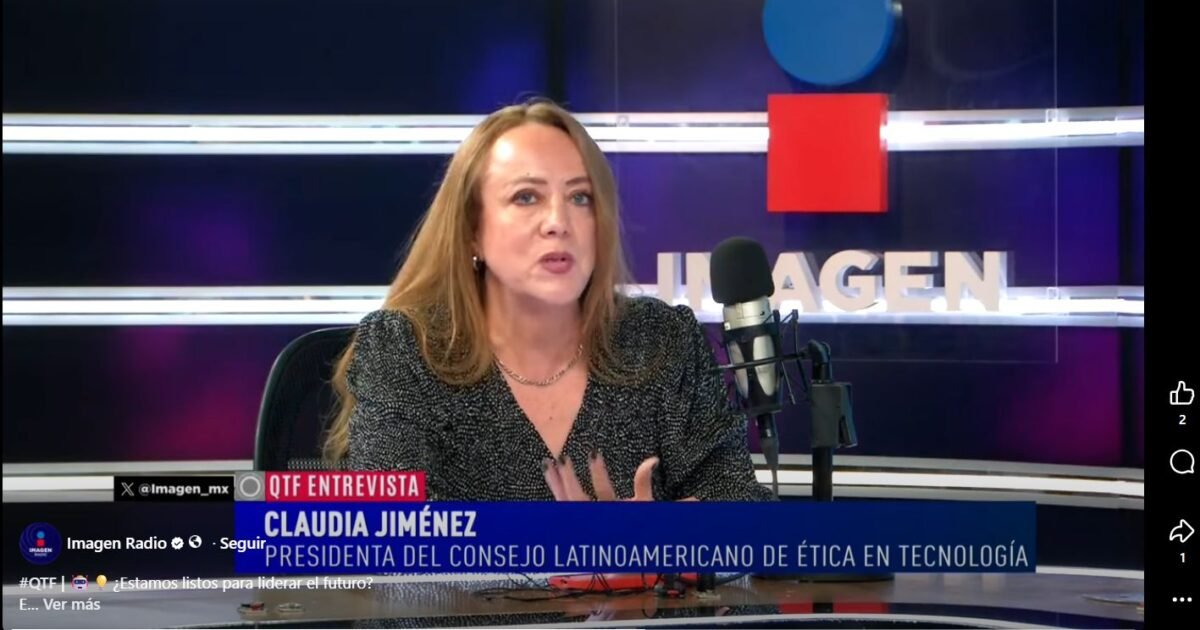 Claudia Jiménez, Presidenta del Consejo Latinoamericano de Ética en Tecnología, durante la entrevista en ¡Qué tal Fernanda! de Imagen Radio